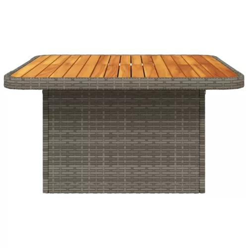  szürke polyrattan és akácfa kerti asztal 80 x 80 x 71 cm