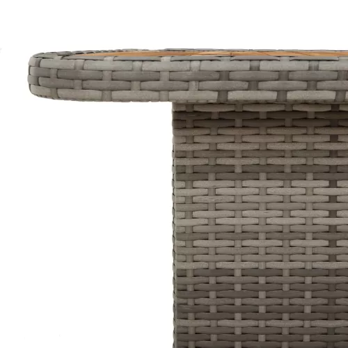  szürke polyrattan és akácfa kerti asztal 80 x 80 x 71 cm