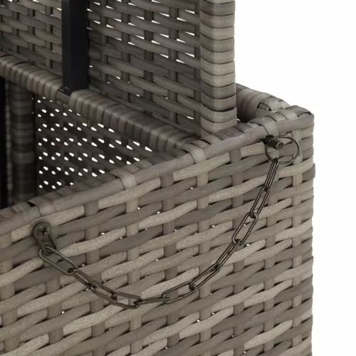  szürke polyrattan és akácfa kerti asztal 80 x 80 x 71 cm