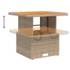  bézs polyrattan és akácfa kerti asztal 80 x 80 x 71 cm
