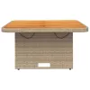  bézs polyrattan és akácfa kerti asztal 80 x 80 x 71 cm