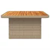  bézs polyrattan és akácfa kerti asztal 80 x 80 x 71 cm