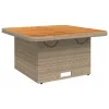  bézs polyrattan és akácfa kerti asztal 80 x 80 x 71 cm