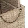  bézs polyrattan és akácfa kerti asztal 80 x 80 x 71 cm
