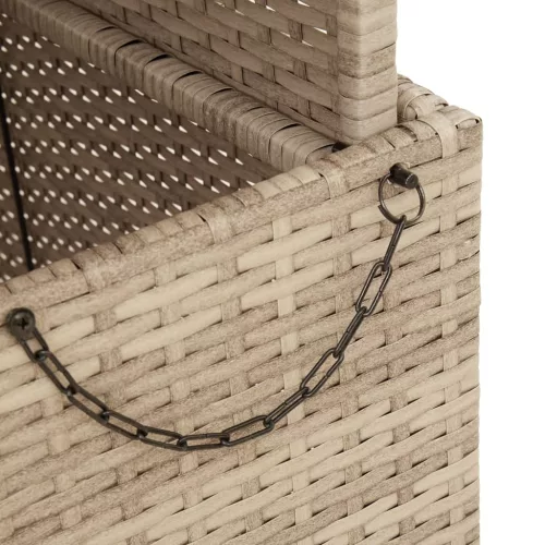  bézs polyrattan és akácfa kerti asztal 80 x 80 x 71 cm