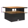  fekete polyrattan és akácfa kerti asztal 110 x 110 x 71 cm