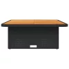  fekete polyrattan és akácfa kerti asztal 110 x 110 x 71 cm