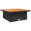  fekete polyrattan és akácfa kerti asztal 110 x 110 x 71 cm