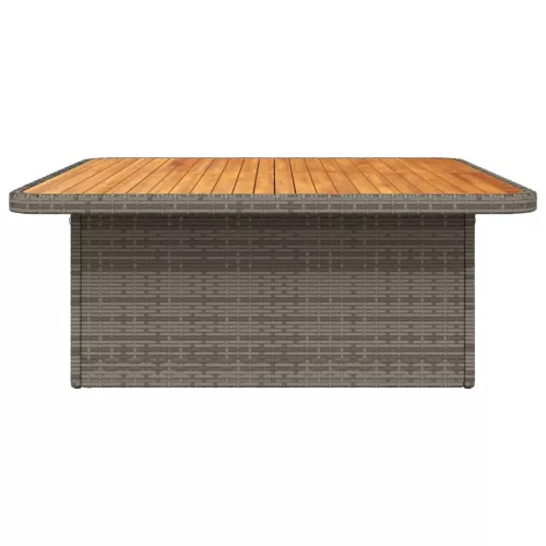  szürke polyrattan és akácfa kerti asztal 110 x 110 x 71 cm
