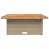  bézs polyrattan és akácfa kerti asztal 110 x 110 x 71 cm