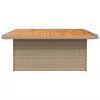  bézs polyrattan és akácfa kerti asztal 110 x 110 x 71 cm
