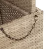  bézs polyrattan és akácfa kerti asztal 110 x 110 x 71 cm