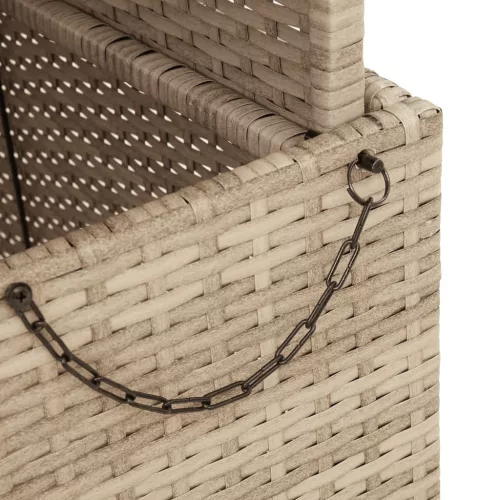  bézs polyrattan és akácfa kerti asztal 110 x 110 x 71 cm
