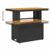  fekete polyrattan és akácfa kerti asztal 90 x 55 x 71 cm
