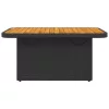  fekete polyrattan és akácfa kerti asztal 90 x 55 x 71 cm