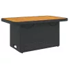  fekete polyrattan és akácfa kerti asztal 90 x 55 x 71 cm