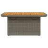  szürke polyrattan és akácfa kerti asztal 90 x 55 x 71 cm