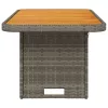  szürke polyrattan és akácfa kerti asztal 90 x 55 x 71 cm