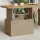  bézs polyrattan és akácfa kerti asztal 90 x 55 x 71 cm