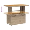  bézs polyrattan és akácfa kerti asztal 90 x 55 x 71 cm