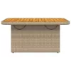  bézs polyrattan és akácfa kerti asztal 90 x 55 x 71 cm