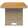  bézs polyrattan és akácfa kerti asztal 90 x 55 x 71 cm