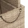  bézs polyrattan és akácfa kerti asztal 90 x 55 x 71 cm