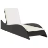 fekete polyrattan napozóágy párnával 60x205x73 cm