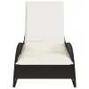  fekete polyrattan napozóágy párnával 60x205x73 cm