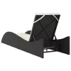  fekete polyrattan napozóágy párnával 60x205x73 cm