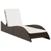  barna polyrattan napozóágy párnával 60x205x73 cm