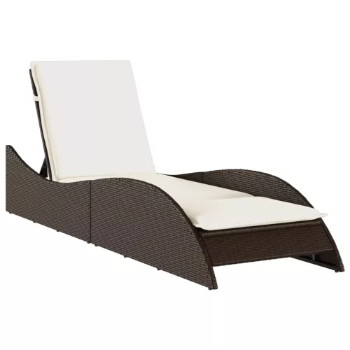  barna polyrattan napozóágy párnával 60x205x73 cm