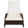  barna polyrattan napozóágy párnával 60x205x73 cm