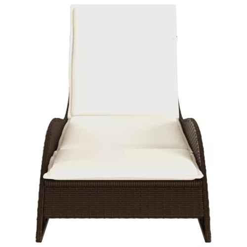  barna polyrattan napozóágy párnával 60x205x73 cm