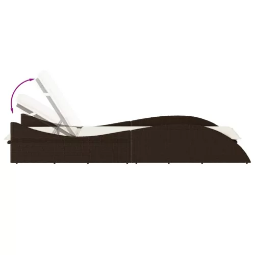  barna polyrattan napozóágy párnával 60x205x73 cm