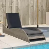  szürke polyrattan napozóágy párnával 60x205x73 cm