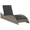  szürke polyrattan napozóágy párnával 60x205x73 cm