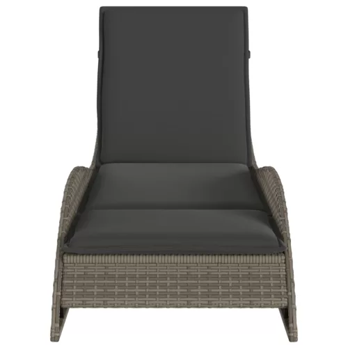  szürke polyrattan napozóágy párnával 60x205x73 cm