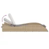  bézs polyrattan napozóágy párnával 60x205x73 cm