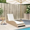  bézs polyrattan napozóágy párnával 60x205x73 cm