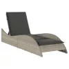  világosszürke polyrattan napozóágy párnával 60x205x73 cm