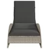  világosszürke polyrattan napozóágy párnával 60x205x73 cm