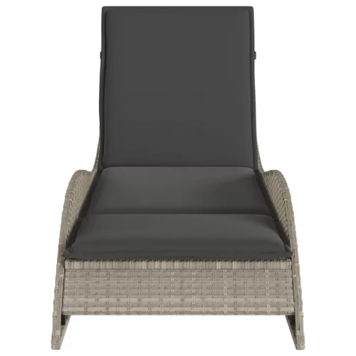  világosszürke polyrattan napozóágy párnával 60x205x73 cm