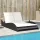  fekete polyrattan napozóágy párnákkal 114x205x73 cm