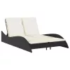  fekete polyrattan napozóágy párnákkal 114x205x73 cm