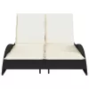  fekete polyrattan napozóágy párnákkal 114x205x73 cm
