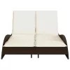  barna polyrattan napozóágy párnákkal 114x205x73 cm