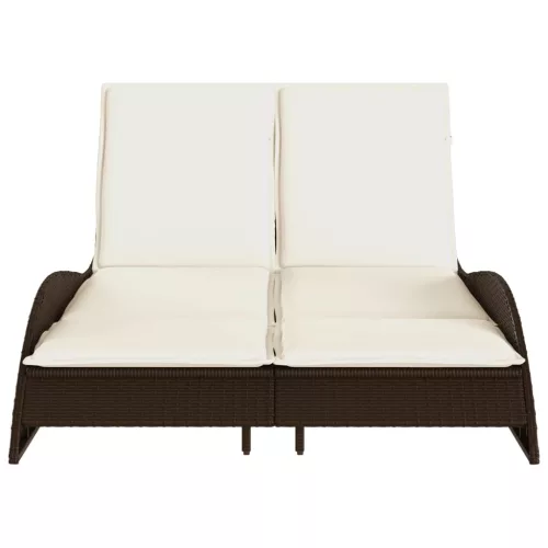  barna polyrattan napozóágy párnákkal 114x205x73 cm