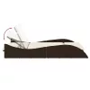  barna polyrattan napozóágy párnákkal 114x205x73 cm