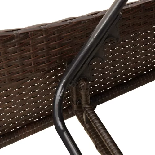  barna polyrattan napozóágy párnákkal 114x205x73 cm